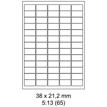 Samolepící etiketa Print etikety Emy 38,x21,2 mm, 65ks/arch, 100 archů, samolepící kulaté rohy