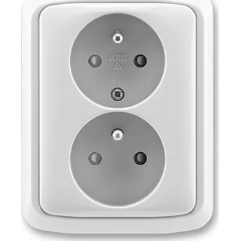 Elektrická zásuvka ABB 5512A-2359 S Tango® Zásuvka dvojnásobná s ochrannými kolíky, s clonkami,Světle ŠEDÁ