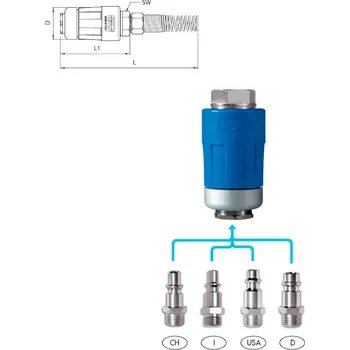 Příslušenství ke kompresoru GAV BEZPEČNOSTNÍ RYCHLOSPOJKA STL.VZDUCH S OCHRANNOU PRUŽINOU 6x8mm