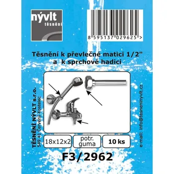 SADA těsnění převlečné matice 1/2" potravinářská guma 18x12x2 mm 10 ks - F3/2962