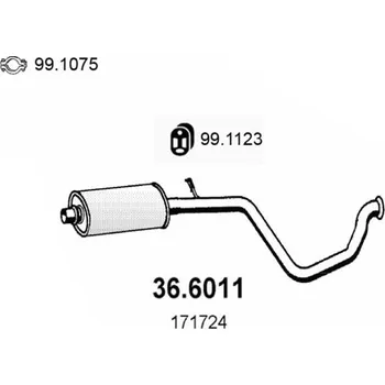 Zadní díl výfuku Střední díl výfuku ASSO 36.6011