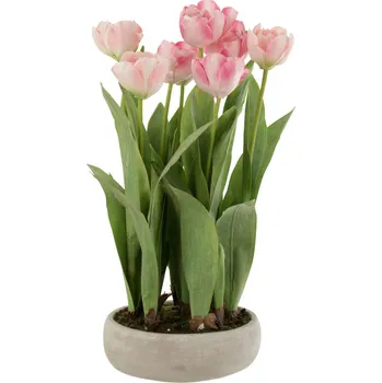 umělá květina Růžová dekorační kytička Tulipány v květníku - 30*31*48cm