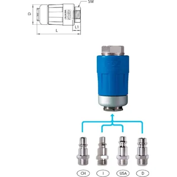 Příslušenství ke kompresoru GAV BEZPEČNOSTNÍ RYCHLOSPOJKA STL.VZDUCH 3/8" vnitřní závit