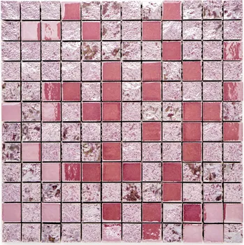 Obklad Japonská keramická mozaika 25x25mm růžová s perletí