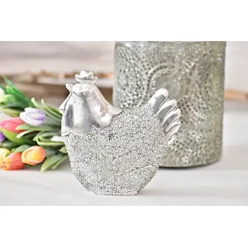 Velikonoční dekorace Slepička Silver, 11 cm (118306 015 WIP0055-19 S slepice)