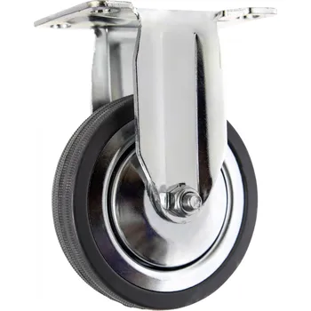 Pojezdové kolečko TOOLCRAFT TO-5137932 Pevné kolečko s konstrukční deskou 100 mm, gumové nosnost (max.): 80 kg