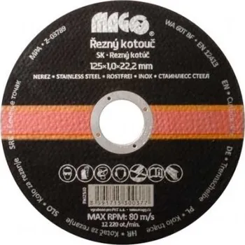 Řezný kotouč Magg Řezný kotouč na nerez 125x1,0x22,2mm