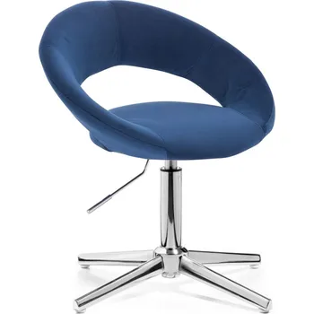 LuxuryForm DESIGN Kosmetická židle NAPOLI VELUR na stříbrném kříži - modrá