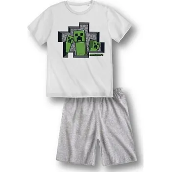 Chlapecké pyžamo TVM Pyžamo krátký rukáv Minecraft Creepers bílé bavlna 140 cm