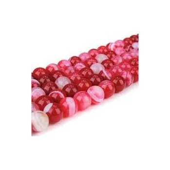 Materiál na výrobu šperku Přírodní pruhovaný achát karmínový korálek 8 mm