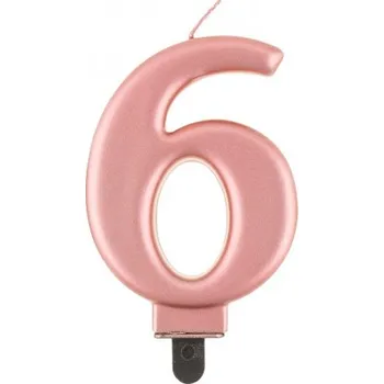 Dortová svíčka Svíčka na dort č. 6, metalická rose-gold
