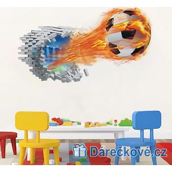 Samolepící dekorace Díra ve zdi po fotbalovém míči, typ 2, samolepka na zeď, vel.73x33cm