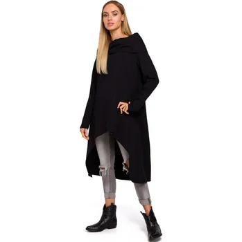 Dámská halenka M477 Asymetrická tunika se širokým límcem - černá EU 2XL/3XL