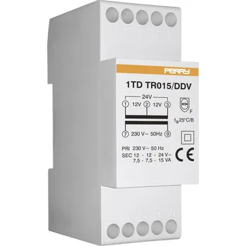 Transformátor Wallair 1TDTR015/DDV15VA zvonkový transformátor 12 V, 24 V