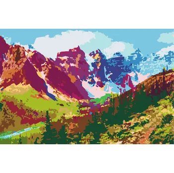 Malování podle čísel - Barevné hory Velikost: 40x60cm, Rámování: Pouze srolované plátno