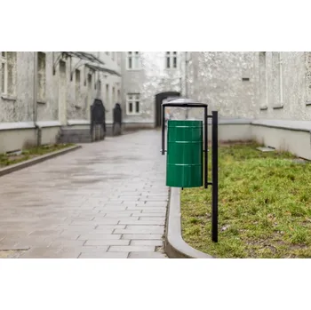 Venkovní odpadkový koš PROFICITY Plechový odpadkový Městský koš se stříškou Varianty: Bez popelníku