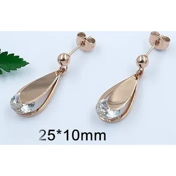 Náušnice Náušnice chirurgická ocel růžové zlato, zirkon kameny 20905