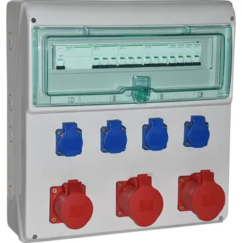 Rozvaděč ASEB 1316802 zásuvková skříň 4x 230V + 1x5/16A+2x5/32A chránič