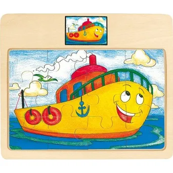 Puzzle Bino 88088 - Puzzle Laguna (žlutý parník 12 dílků)