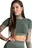 Gym Glamour Crop-Top Khaki Ombre, S