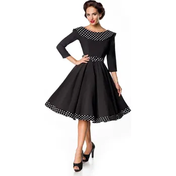 Dámské šaty Glara Retro společenské dámské šaty s 3/4 rukávy a límcem 425910