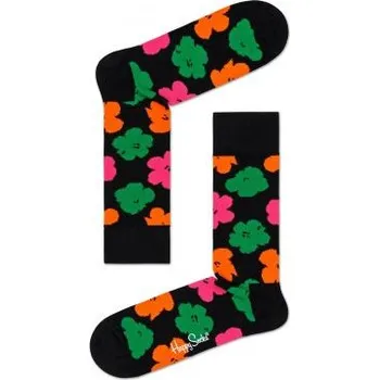 Dámské ponožky Černé ponožky s barevnými květinami z KOLEKCE X ANDY WARHOL