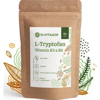 Aminokyselina Dr.Vitamin L-Tryptofan 225mg + B3 + B6 - na podporu spánku - 60 kaps.