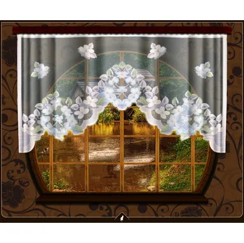 Záclona Oblouková záclona levná Pohádka - s jemným barevným vzorem. (NOVINKA !!! AKCE 50 % SLEVA !!!)