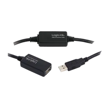 Datový kabel &nbsp;LogiLink Prodlužovací kabel USB 2.0, černý, 20m