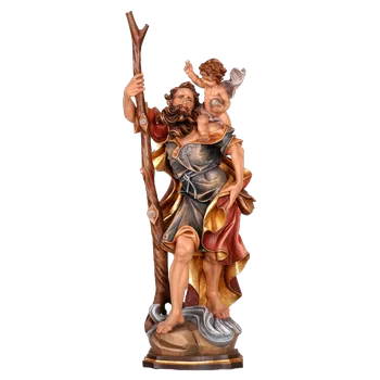 Vánoční dekorace Ornatis Svatý Kryštof Provedení: Malované, Velikost stojících figur dospělých postav: 12 cm Dřevěná vyřezávaná ručně malovaná soška Svatý Kryštof