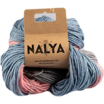 Příze Borgo de Pazzi Nalya 6 šedá, broskev a břidlice (Objemová příze Nalya 6 šedá, broskev a břidlice)