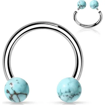 Piercing Piercing - podkova s vnitřním závitem (tyrkys)