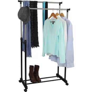 Věšák Pojízdný věšák, nerezový kov / černý plast, OLIVER