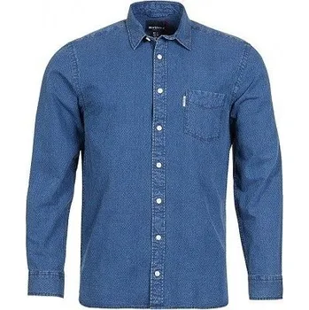 Pánská košile Pánská košile NORTH 56°4 tmavě modrá s plastickým vzorem a dlouhým rukávem 4XL - 8XL - 4XL