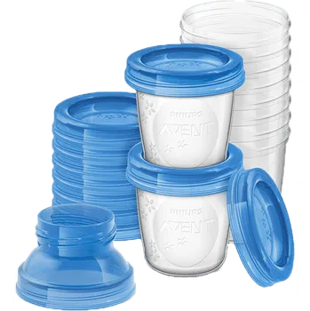 VIA Pohárky - nádobky s víčkem a adaptérem 180ml 10ks Nové Avent SCF618/10