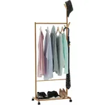 Pojízdný věšák z bambusu VIKIR TYP 1, 60 cm, s policí a 6 háčky