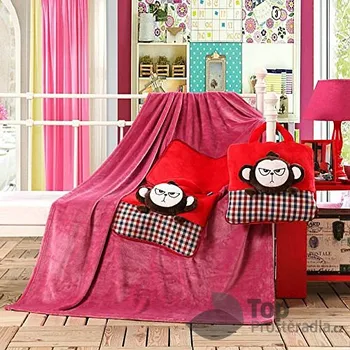 Dětská deka Dětská deka z mikrovlákna 100x160 Monkey červeno-fialová