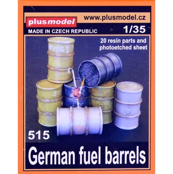 Plastikový model Plusmodel 1/35 German fuel barrels (20 resin parts + PE)