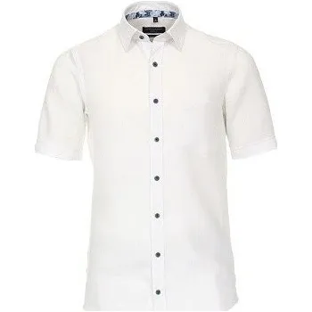 Pánská košile Casa Moda Comfort Fit lněná bílá krátký rukáv vel. 3XL - 7XL (48 - 56) - 6XL