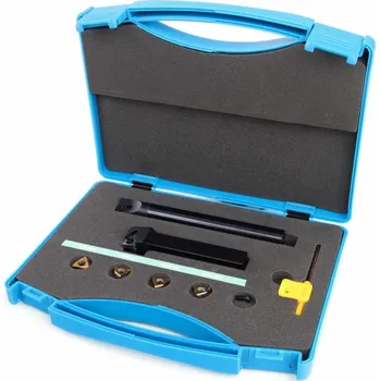 Příslušenstí k soustruhu Profesionální soustružnická sada pro řezání vnějších a vnitřních závitů s VBD plátky, 12 mm, 9 dílů (TrueTech)