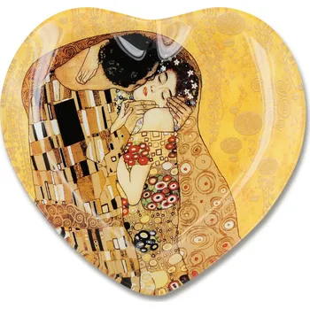 Talíř Carmani® Carmani - Skleněný talíř srdce Gustav Klimt Polibek - 19*18 cm