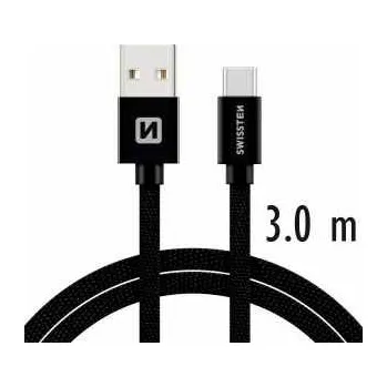 Datový kabel Swissten 71527900 USB 2.0, zástrčka A - zástrčka C, opletený, 3m, černý