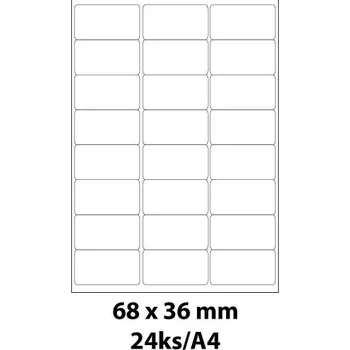 Speciální papír Print etikety Emy 68x36 mm, 24ks/arch, 100 archů, samolepící