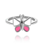 Stříbrný dětský prsten s růžovo-bílým motýlkem Velikost: 44 cm