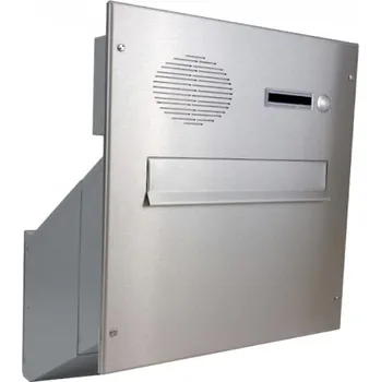 Poštovní schránka 1x poštovní schránka D-241 k zazdění do sloupku + čelní deska s 1x zvonkem a přípravou pro HM - NEREZ / šedá