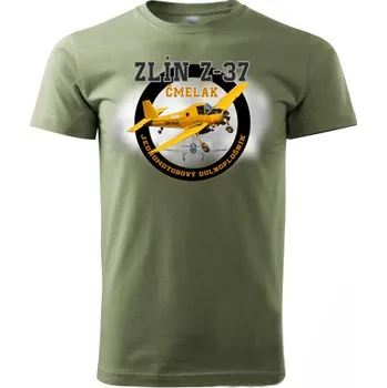 Pánské tričko STRIKER Tričko Zlín Z-37 čmelák Barva: Olivová, Velikost: XXXL