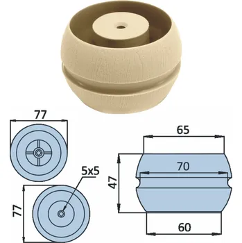 Nábytkové kování Nabytekmorava Plastová nožka, imitace dřeva bříza
