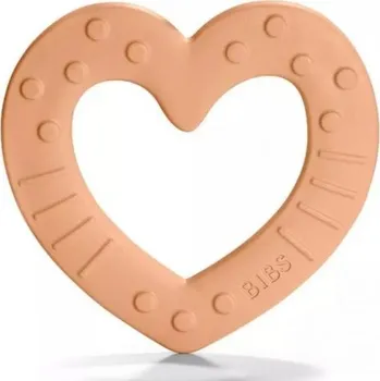 Hračka pro kojence Bibs Silikonové kousátko Baby Bitie Heart-peach