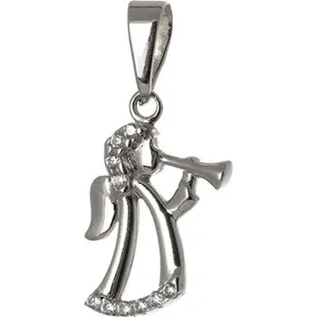 Přívěsek Přívěšek z bílého zlata andílek s čirými zirkony ZZ0742F + dárek zdarma