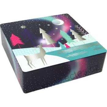 Dóza na potraviny POLARLIGHT plechová dóza 3460 polární záře a jelen v lese